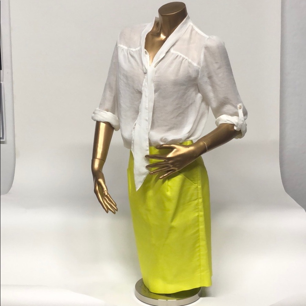 JCrew Pencil skirt w two pockets hot yellow